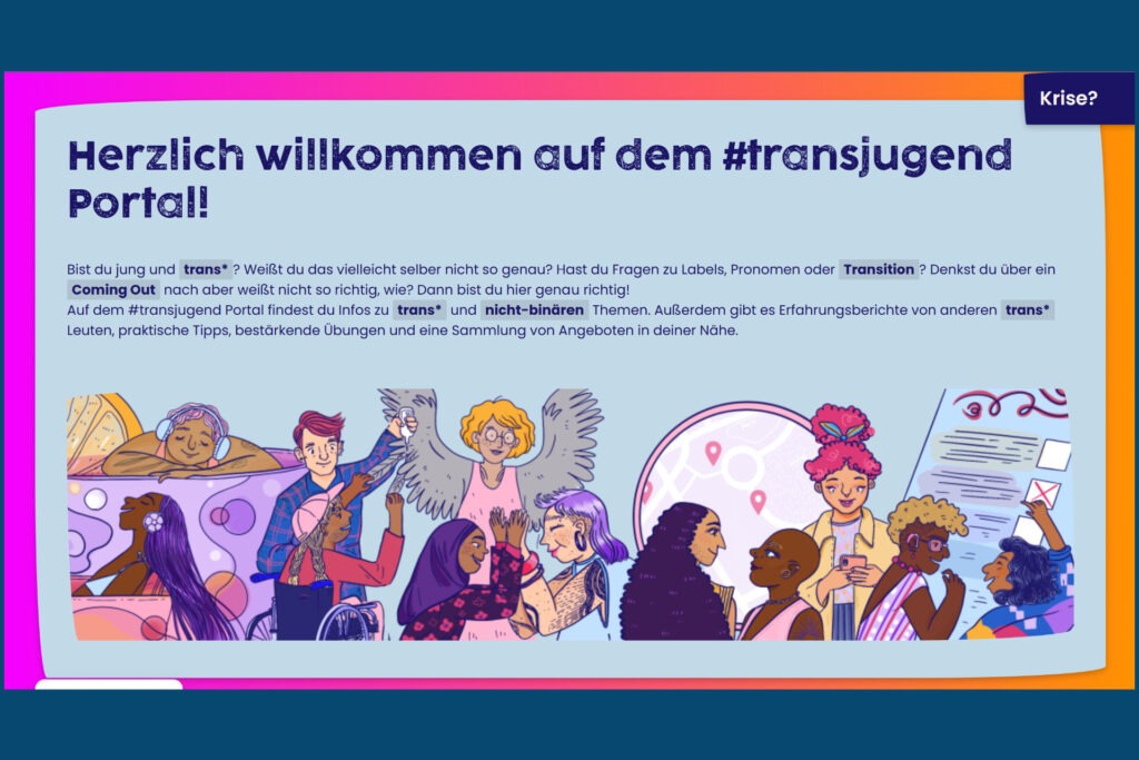 Die Startseite des neuen Onlineportals #transjugend. Symbolfoto für Artikel "Neues Portal #transjugend – ein Safe Space vor kritischen Informationen"