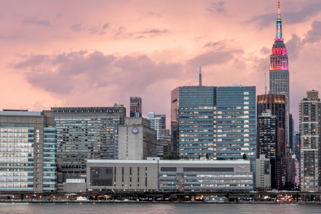 Blick auf das NYU Langone Medical Center in New York, 2018
