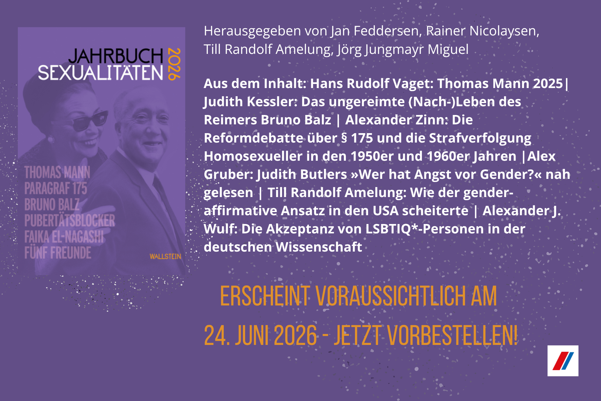 Jahrbuch Sexualitäten - Ankündigung für Startseite