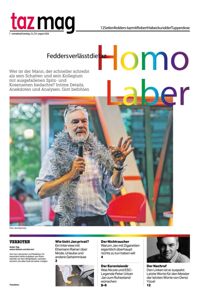 Die Titelseite der Sonderausgabe zu Ehren von Jan Feddersen