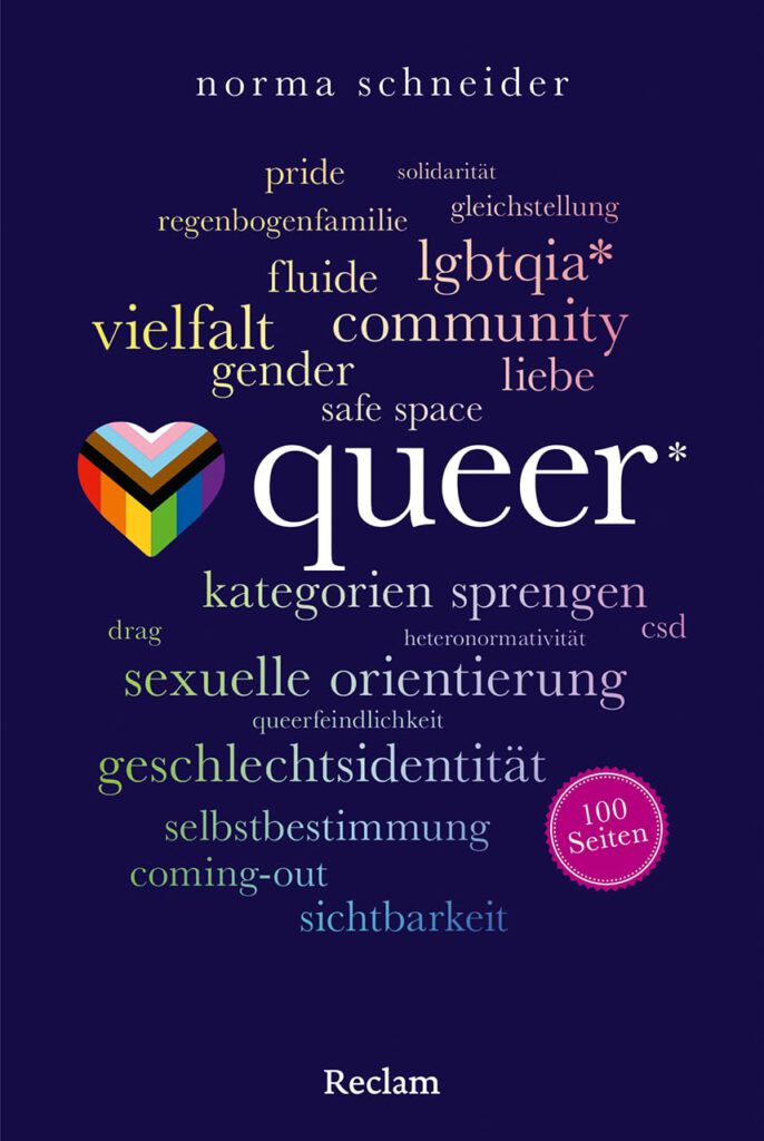 Cover des Buches "Queer. 100 Seiten: Alles Wichtige über die LGBTQIA*-Bewegung und ihren Kampf für Gleichberechtigung."